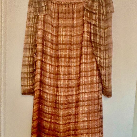 1960s Chiffon Dress with Shoulder bows - Picture 1 of 8